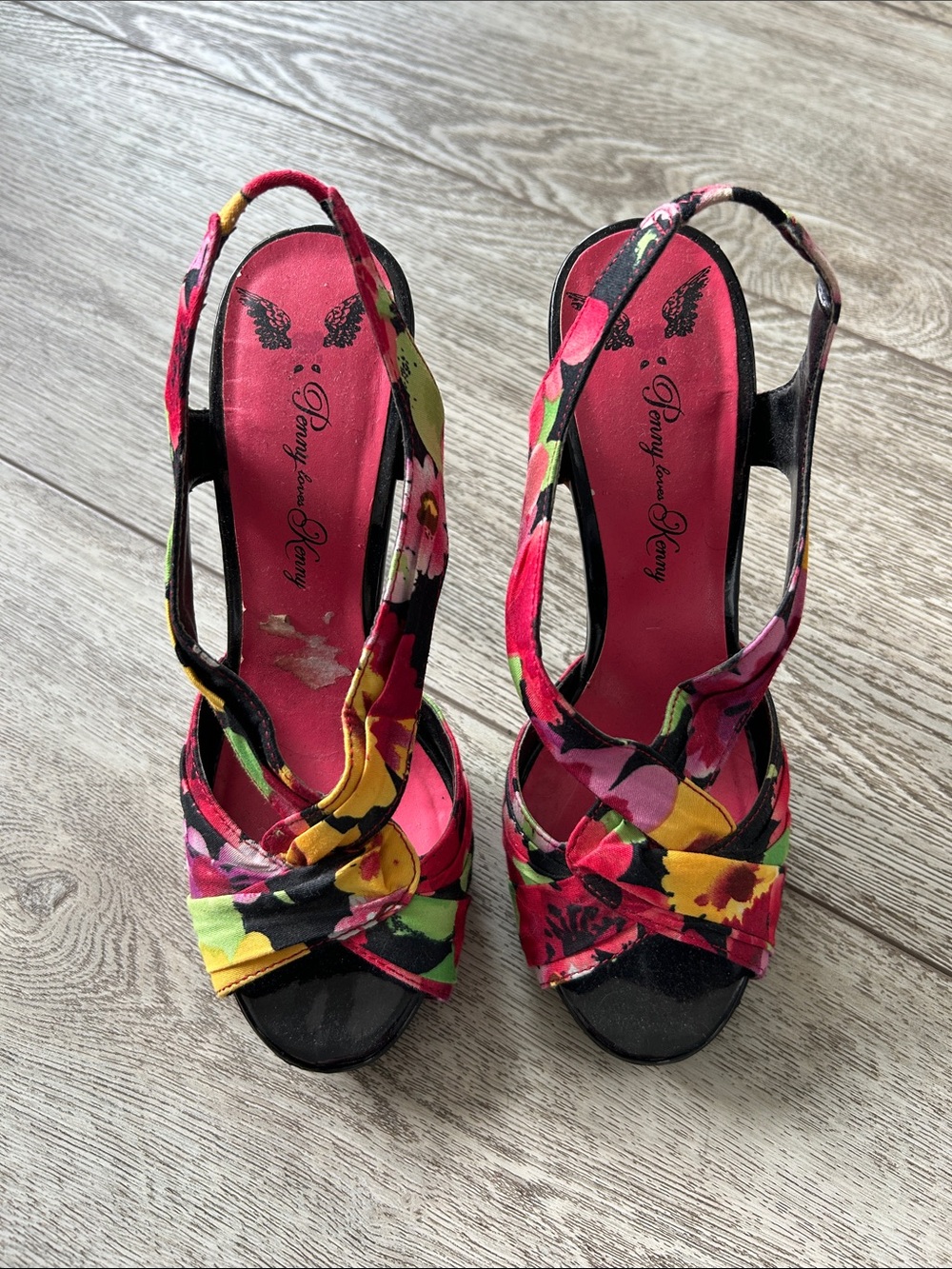 Penny Loves Kenny Floral Multicolor Slingback Heels